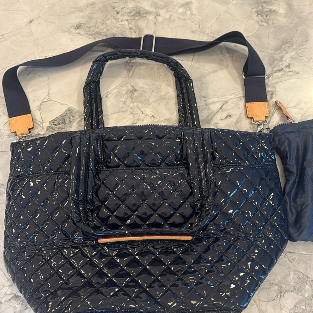 MZ Wallace Navy Lacquer Medium Metro Tote Deluxe